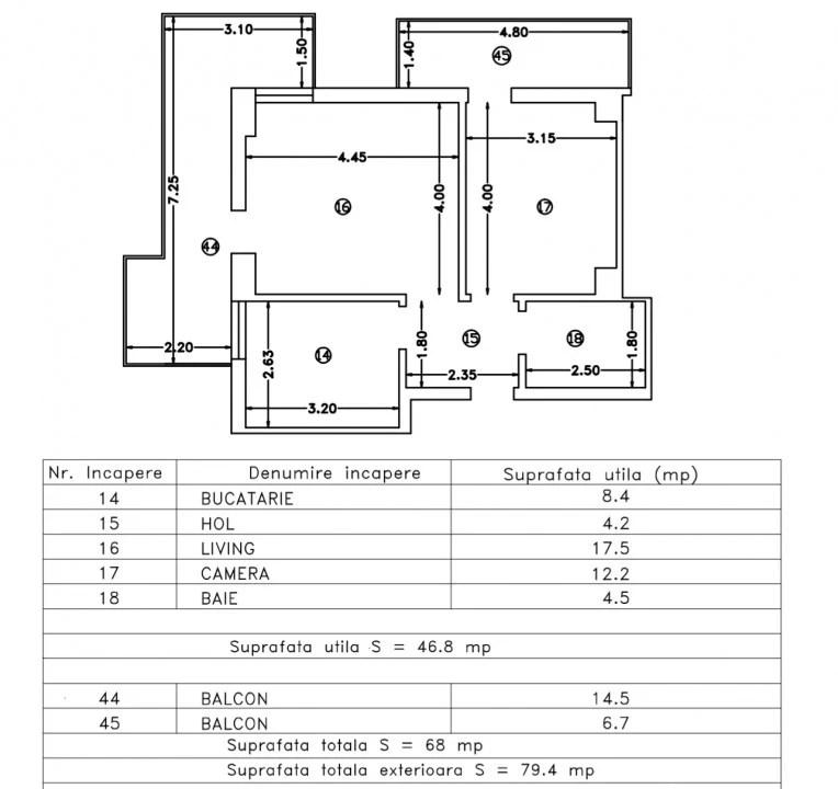 Releveu Tip 3, 2 camere decomandat, balcon mare, XENERO Residence