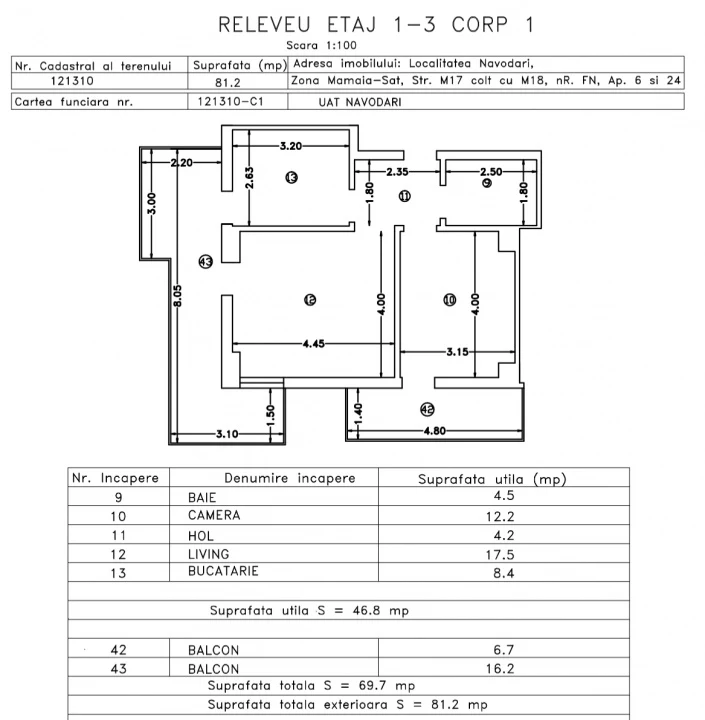 Releveu Spațiu comercial și birou, XENERO Residence